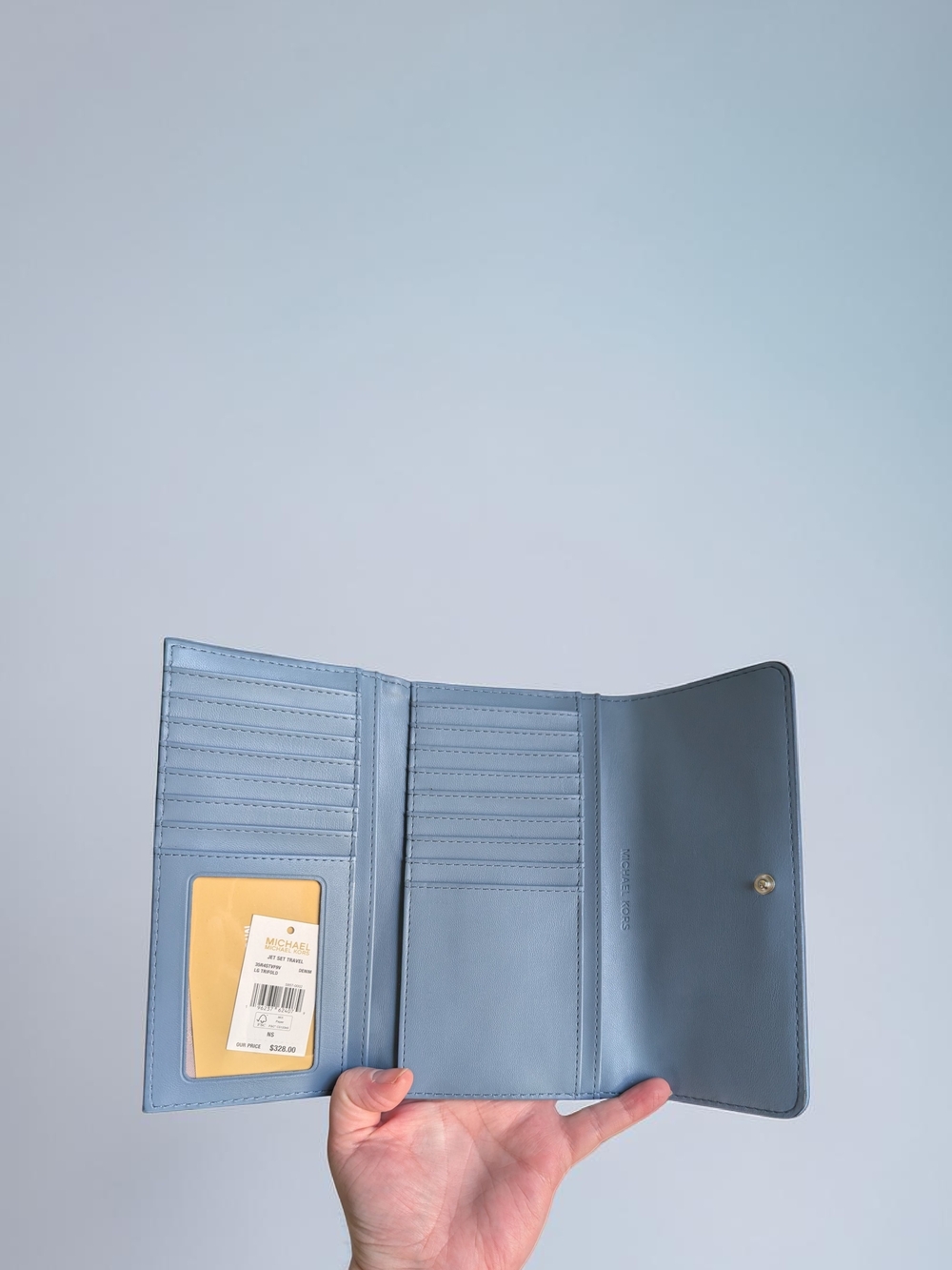 Michael Kors Jet Set Travel Large Trifold Wallet - Denim Blue (NWT) - Picture 7 of 8